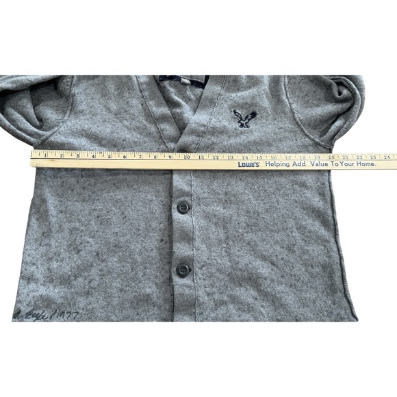 American Eagle Mens Cardigan Sweater Y2K Varsity Preppy Academia Wool Blend L - Picture 7 of 7